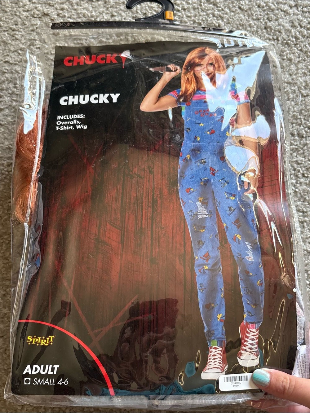 Chucky Women's Costume Jumpsuit - Blue Overalls W/ Wig Small Halloween